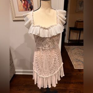 Elegant Cream Ruffled Mini Dress